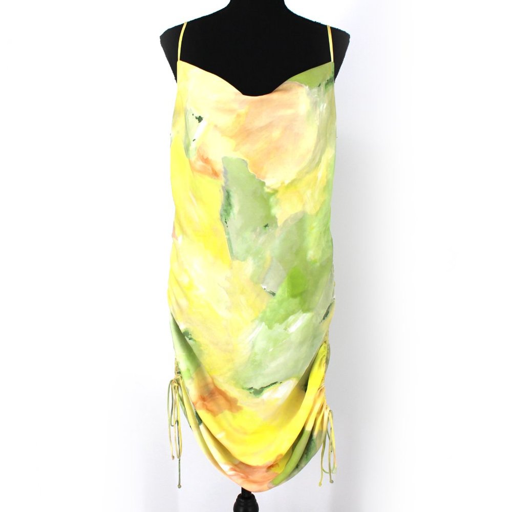 Aritzia Wilfred Only Ruched Slip Mini Dress Marsh Honey Dew Green Large L